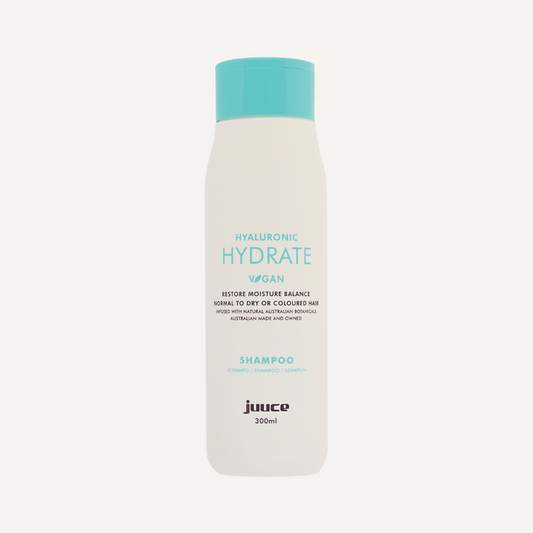 Juuce Hyaluronic Hydrate shampoo bottle on a white background